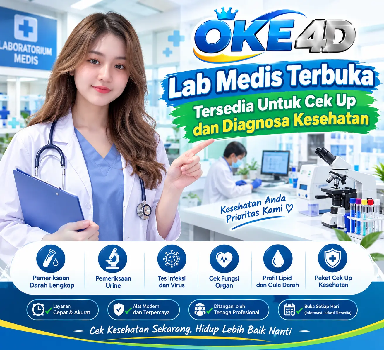 Thumbnail 1 of 3, Poster, OKE4D : Lab Medis Terbuka Tersedia Untuk Cek Up dan Diagnosa Kesehatan designed and sold by OKE4D .